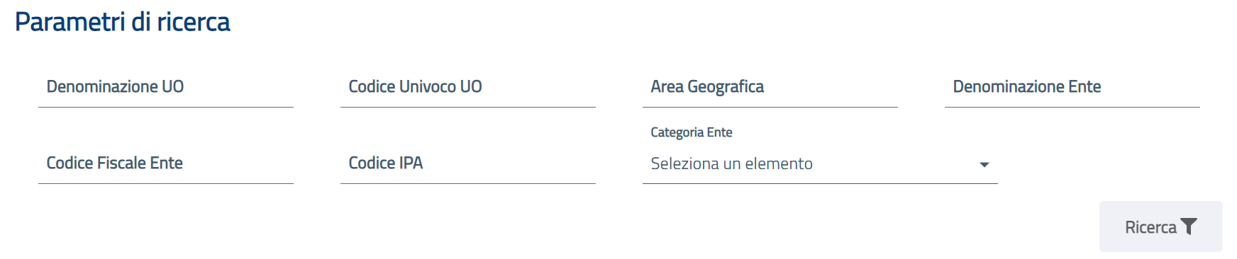 Parametri di Ricerca UO